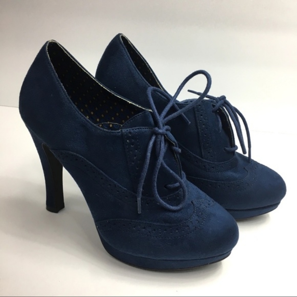 Navy Blue Suede Ankle Boots